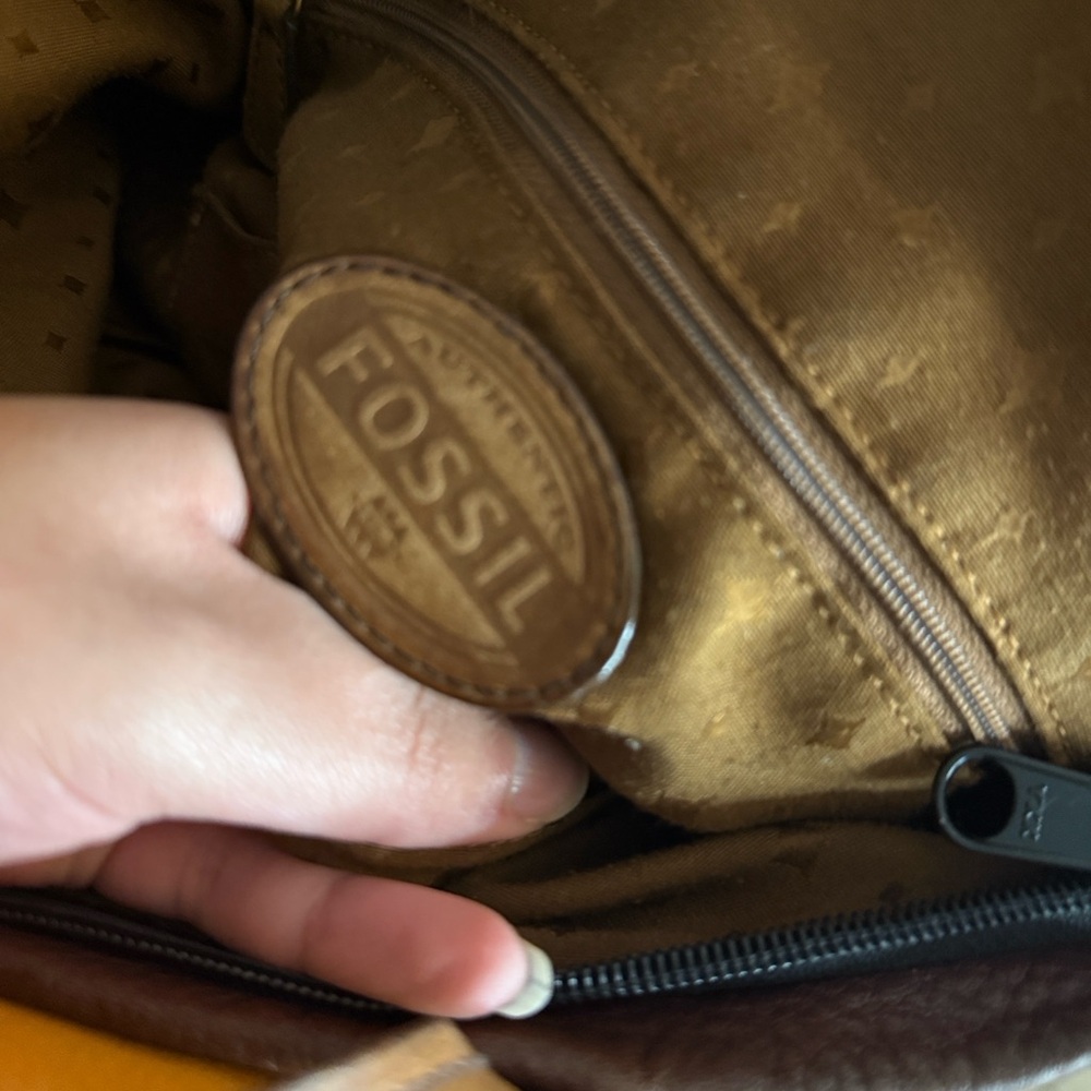 Fossil Brown Gold Black Colorblock Leather Crossbody - Picture 7 of 11